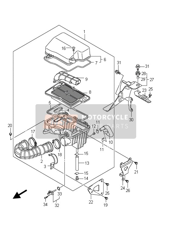 Suzuki AN400(A)(ZA) BURGMAN 2011 Air Cleaner for a 2011 Suzuki AN400(A)(ZA) BURGMAN